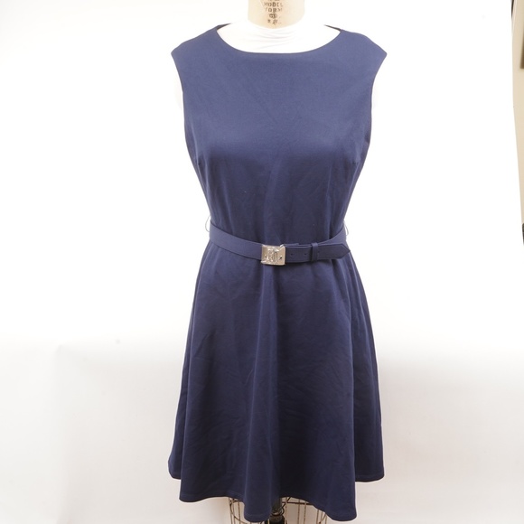 NWT $145 Lauren Ralph Lauren Sleeveless A-Line Eleganted Belted Waist Skirt 8 - Picture 2 of 8